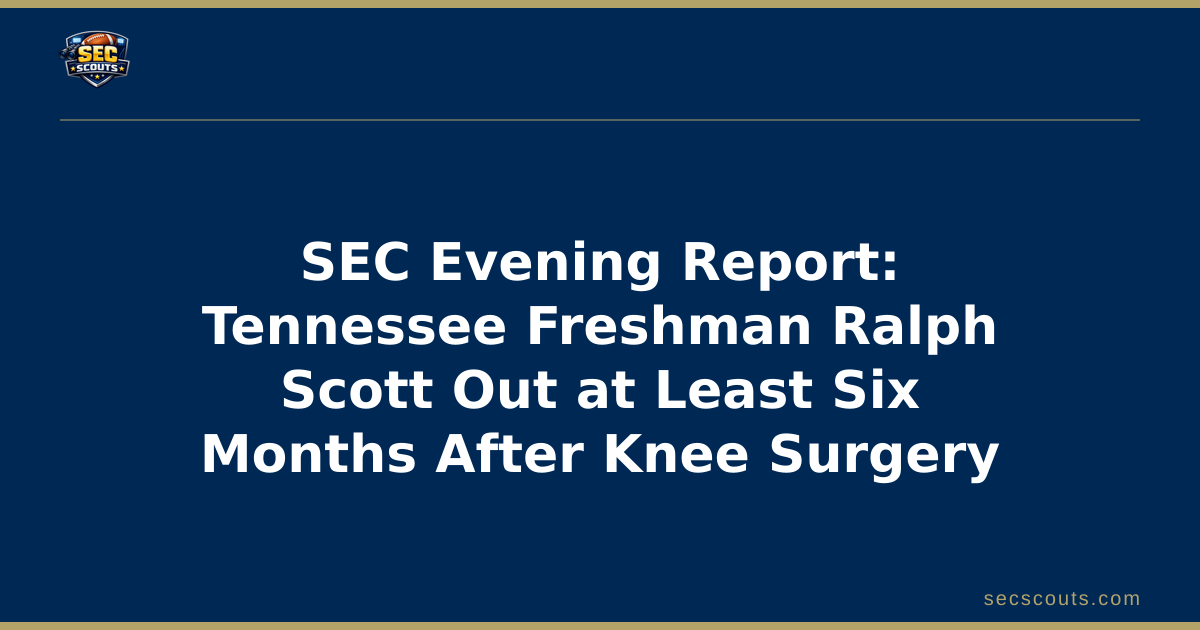 SEC Evening Report: Tennessee Freshman Ralph Scott Out at Least Six Months After Knee Surgery