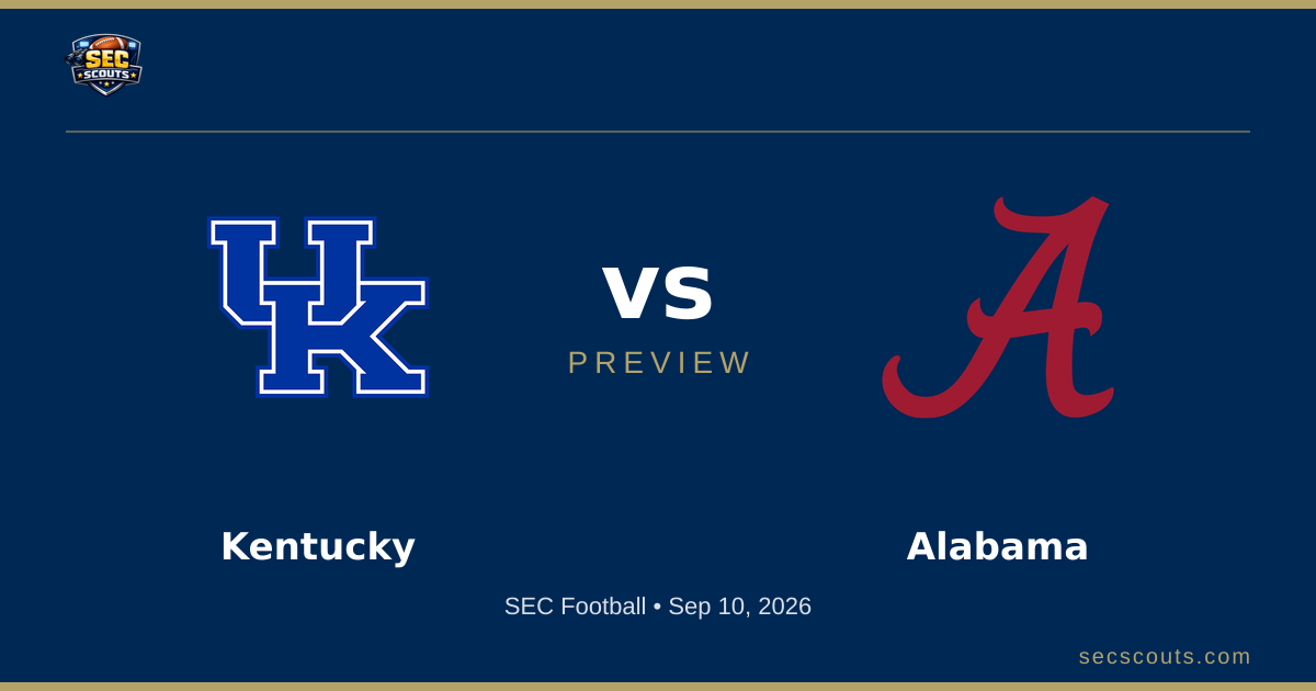 SEC Football Preview: Alabama Crimson Tide at Kentucky Wildcats