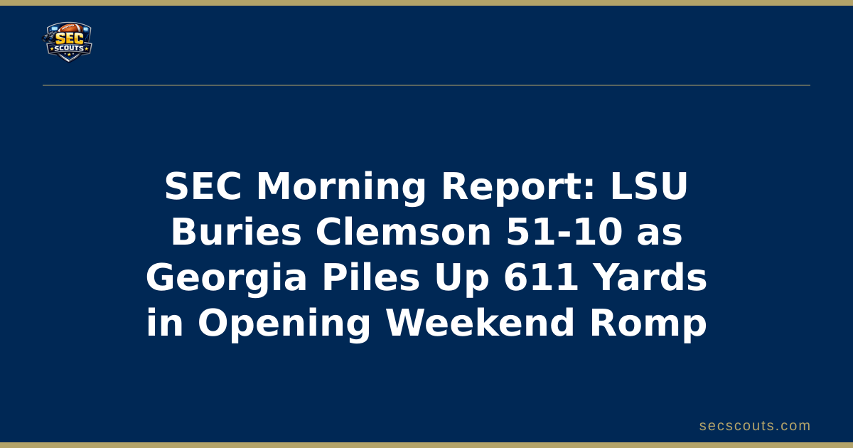 SEC Morning Report: LSU Buries Clemson 51-10 as Georgia Piles Up 611 Yards in Opening Weekend Romp