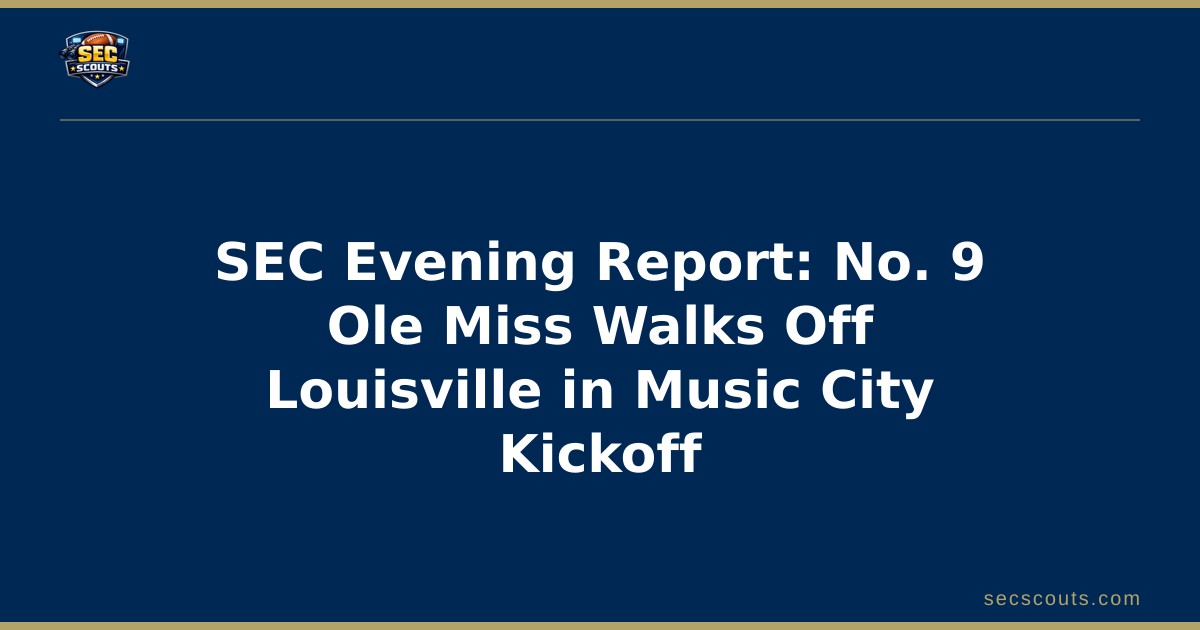 SEC Evening Report: No. 9 Ole Miss Walks Off Louisville in Music City Kickoff