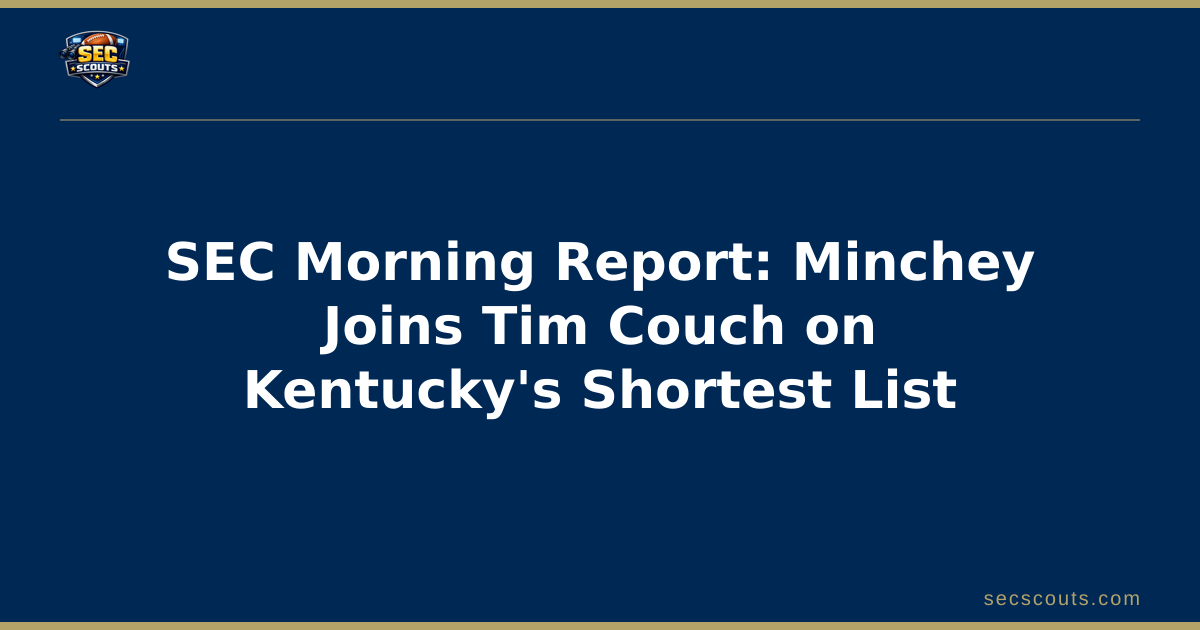 SEC Morning Report: Minchey Joins Tim Couch on Kentucky's Shortest List