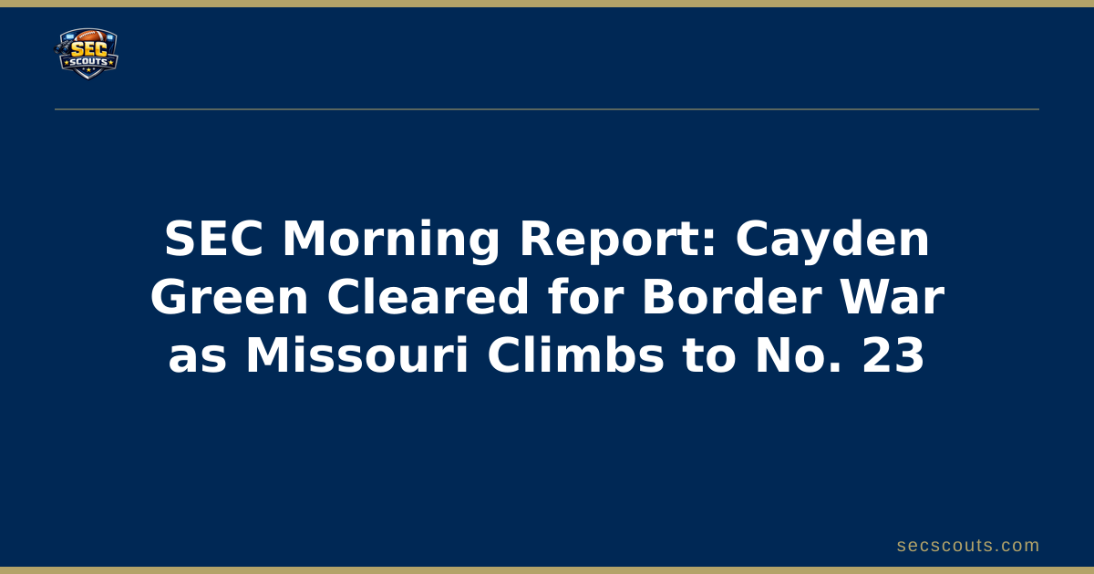 SEC Morning Report: Cayden Green Cleared for Border War as Missouri Climbs to No. 23