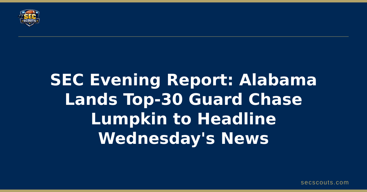 SEC Evening Report: Alabama Lands Top-30 Guard Chase Lumpkin to Headline Wednesday's News