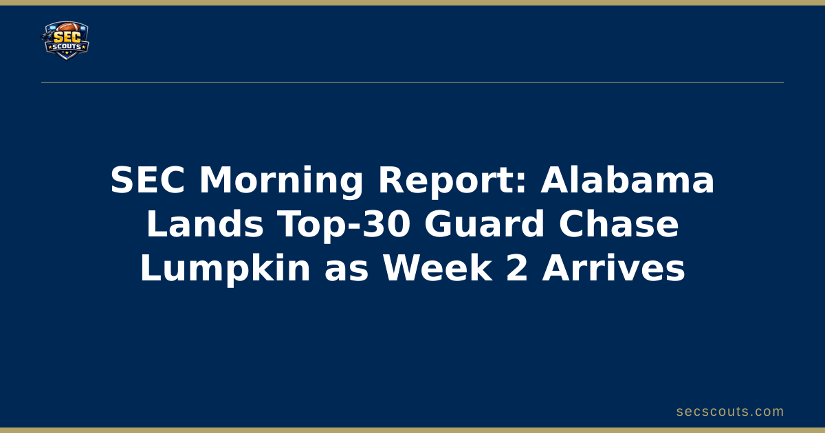 SEC Morning Report: Alabama Lands Top-30 Guard Chase Lumpkin as Week 2 Arrives