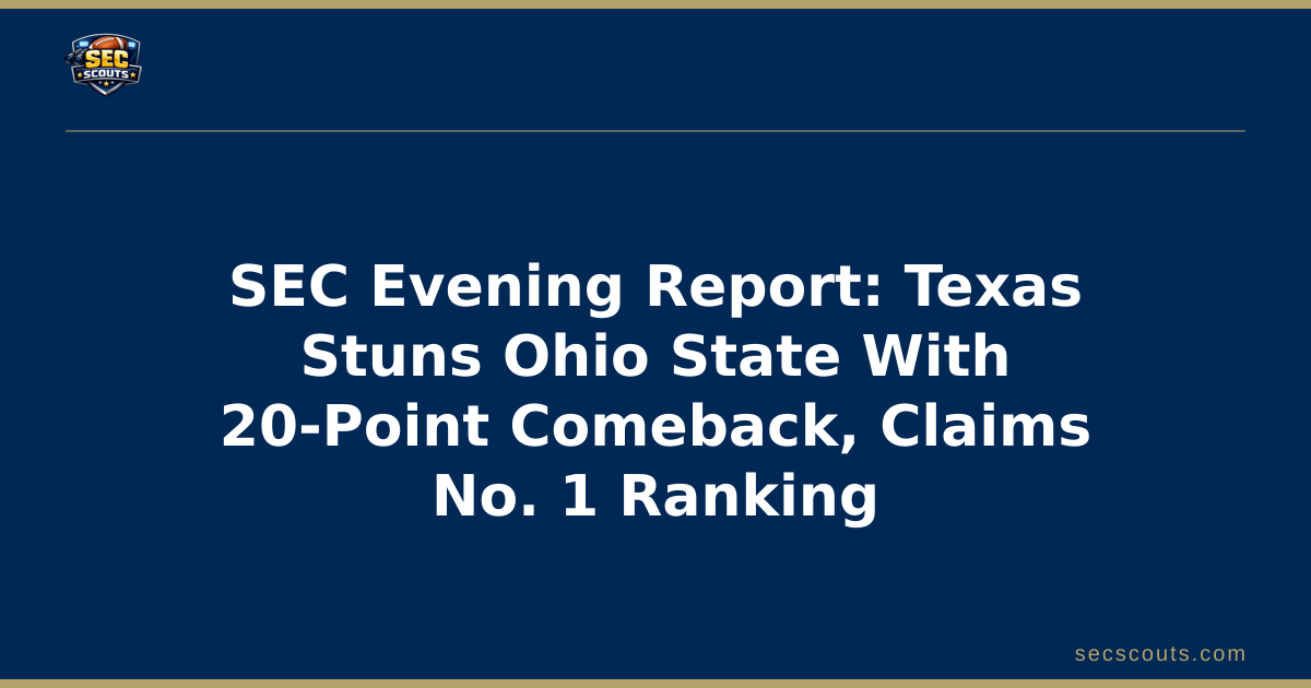 SEC Evening Report: Texas Stuns Ohio State With 20-Point Comeback, Claims No. 1 Ranking