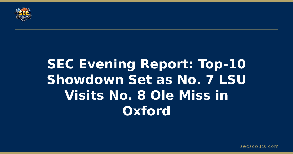 SEC Evening Report: Top-10 Showdown Set as No. 7 LSU Visits No. 8 Ole Miss in Oxford
