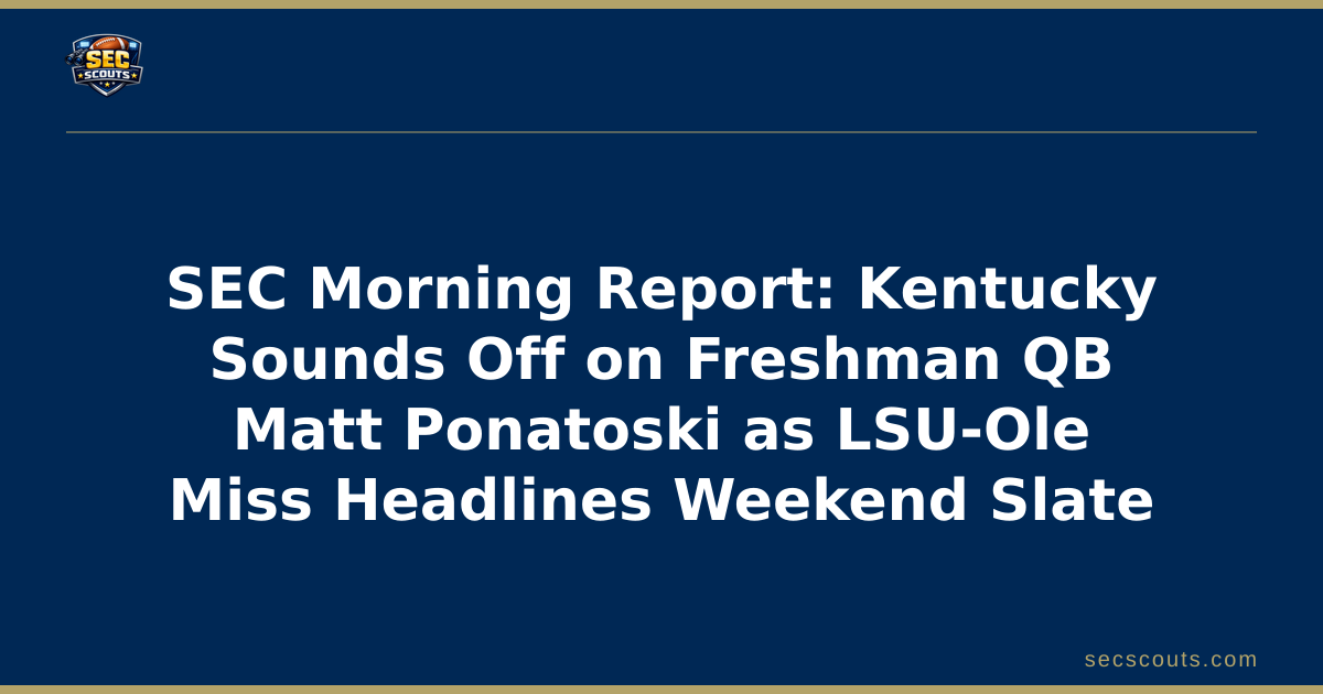 SEC Morning Report: Kentucky Sounds Off on Freshman QB Matt Ponatoski as LSU-Ole Miss Headlines Weekend Slate