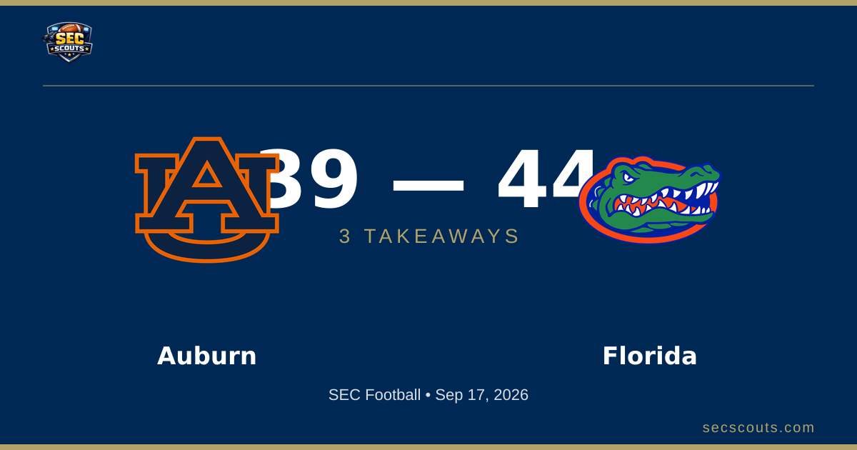 3 Takeaways: Florida Gators Edges Auburn Tigers 44-39