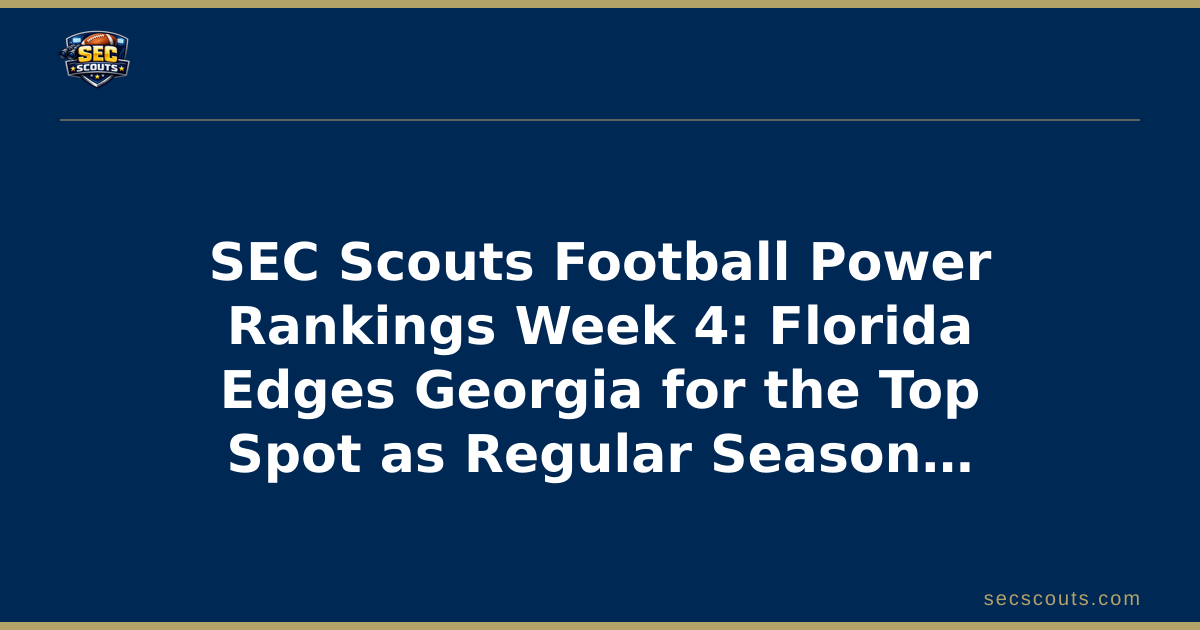 SEC Scouts Football Power Rankings Week 4: Florida Edges Georgia for the Top Spot as Regular Season Heats Up