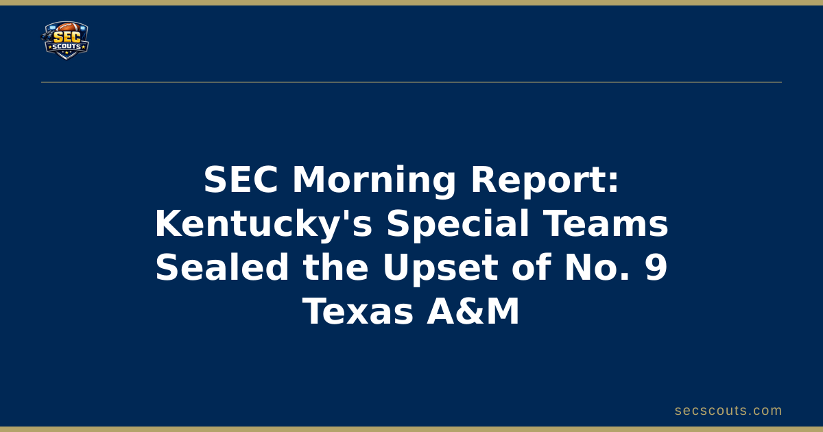 SEC Morning Report: Kentucky's Special Teams Sealed the Upset of No. 9 Texas A&M