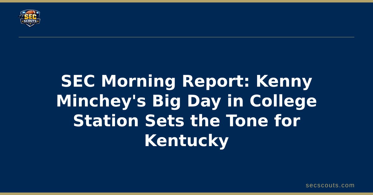 SEC Morning Report: Kenny Minchey's Big Day in College Station Sets the Tone for Kentucky