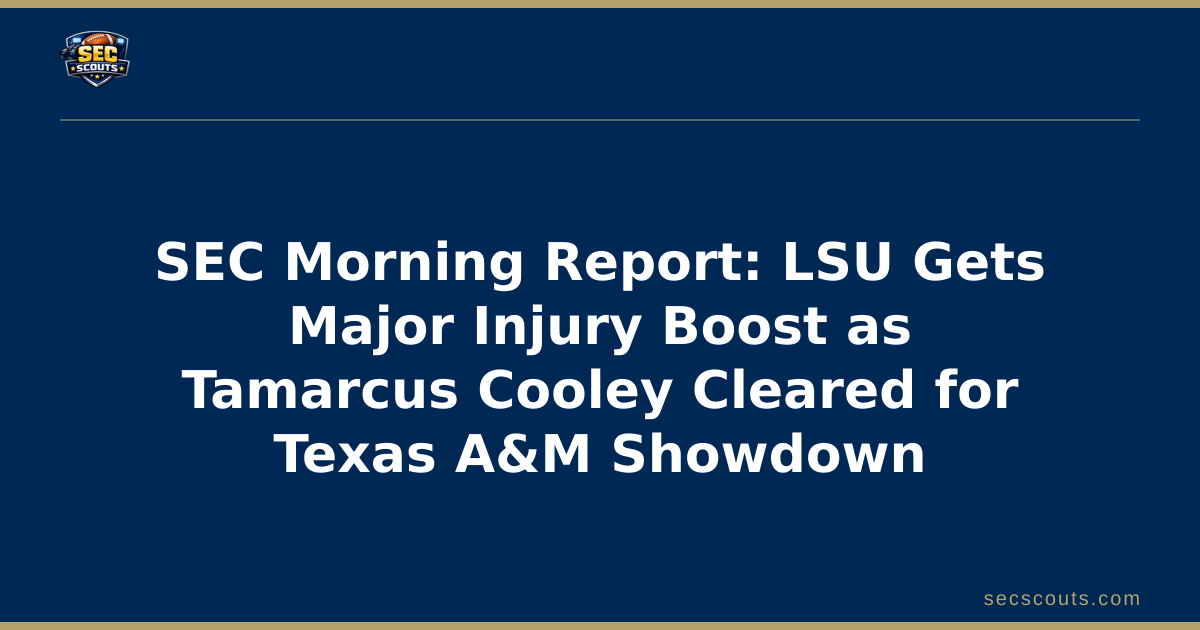 SEC Morning Report: LSU Gets Major Injury Boost as Tamarcus Cooley Cleared for Texas A&M Showdown