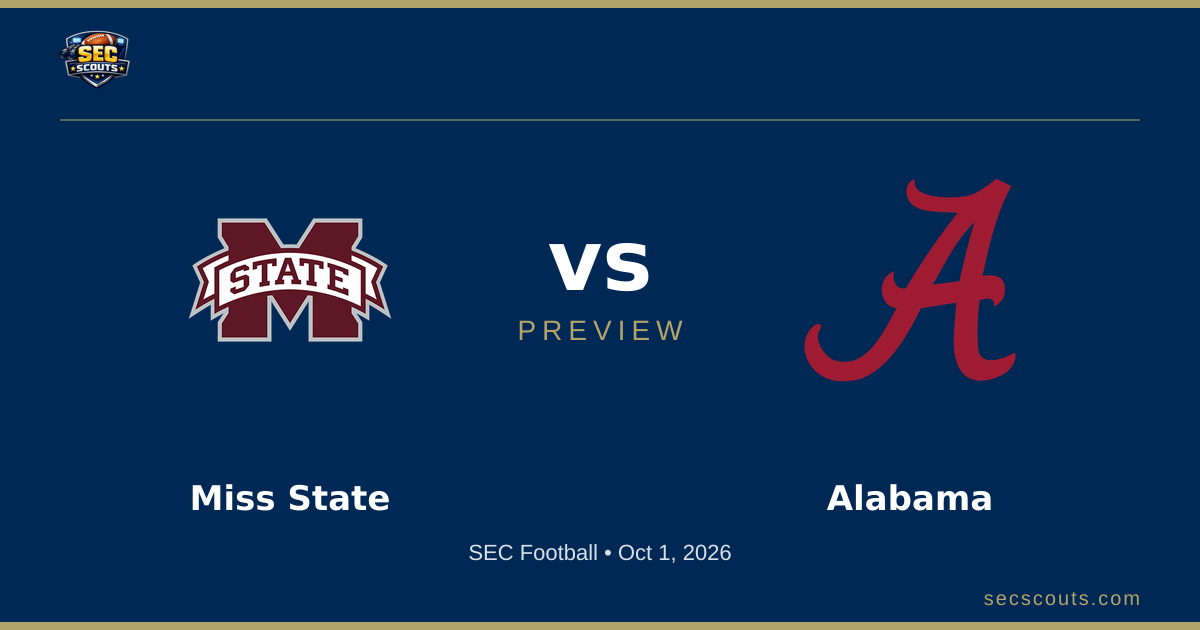 SEC Football Preview: Alabama Crimson Tide at Mississippi State Bulldogs