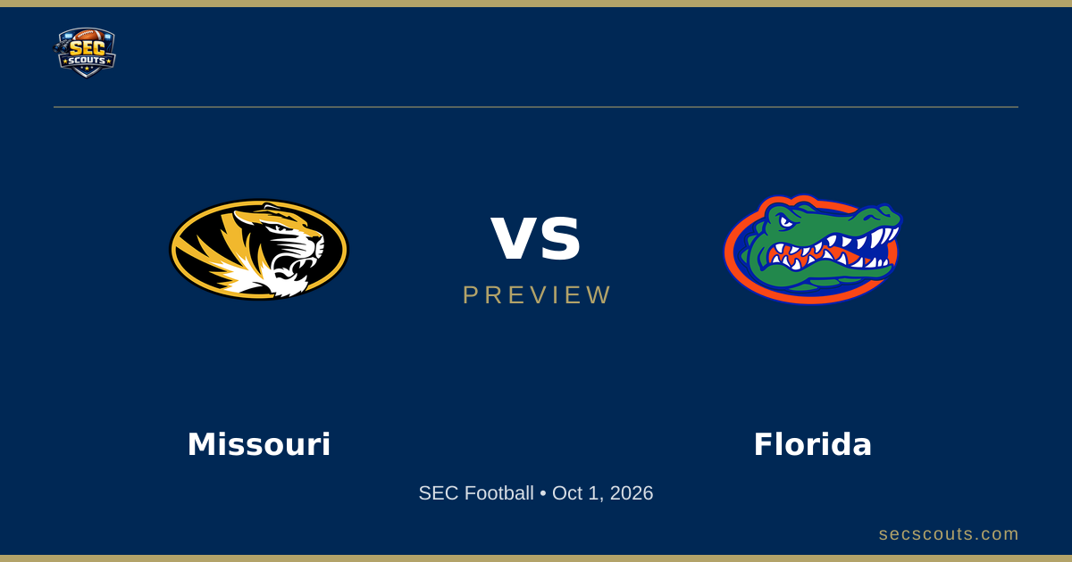 SEC Football Preview: Florida Gators at Missouri Tigers