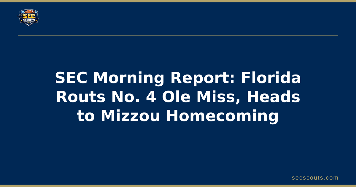 SEC Morning Report: Florida Routs No. 4 Ole Miss, Heads to Mizzou Homecoming