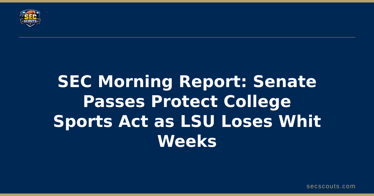 SEC Morning Report: Senate Passes Protect College Sports Act as LSU Loses Whit Weeks