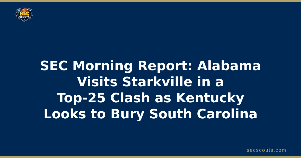 SEC Morning Report: Alabama Visits Starkville in a Top-25 Clash as Kentucky Looks to Bury South Carolina