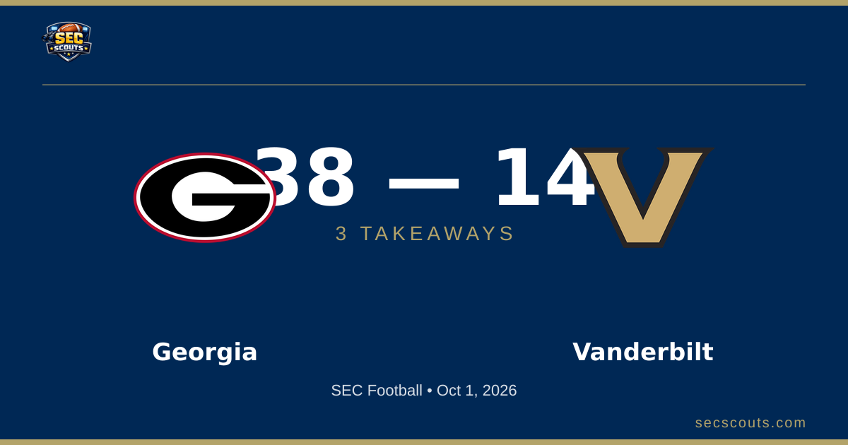 3 Takeaways: Georgia Bulldogs Dominates Vanderbilt Commodores 38-14