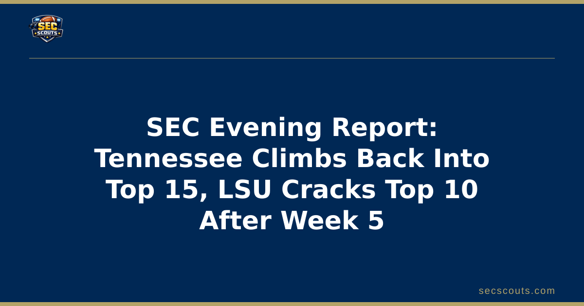 SEC Evening Report: Tennessee Climbs Back Into Top 15, LSU Cracks Top 10 After Week 5