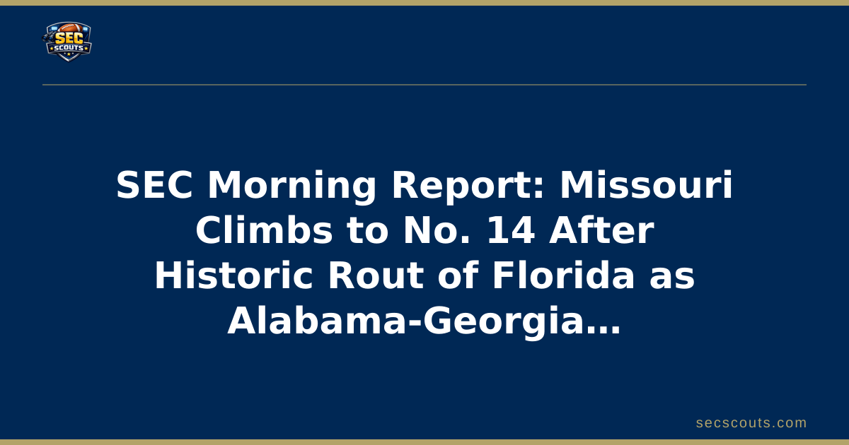 SEC Morning Report: Missouri Climbs to No. 14 After Historic Rout of Florida as Alabama-Georgia Showdown Looms