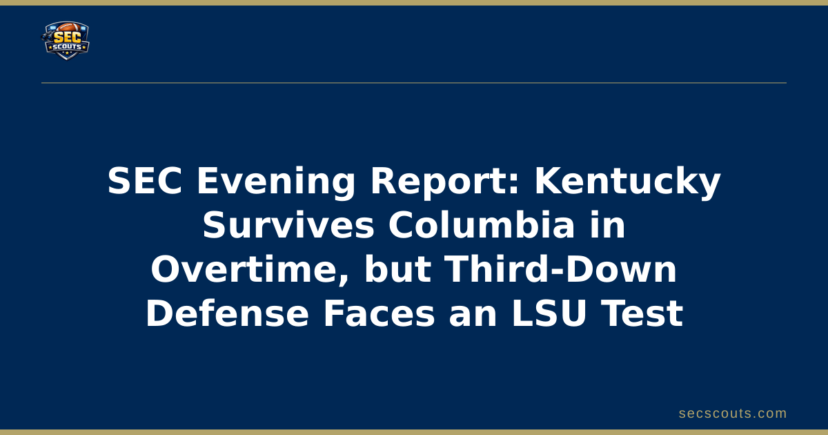 SEC Evening Report: Kentucky Survives Columbia in Overtime, but Third-Down Defense Faces an LSU Test