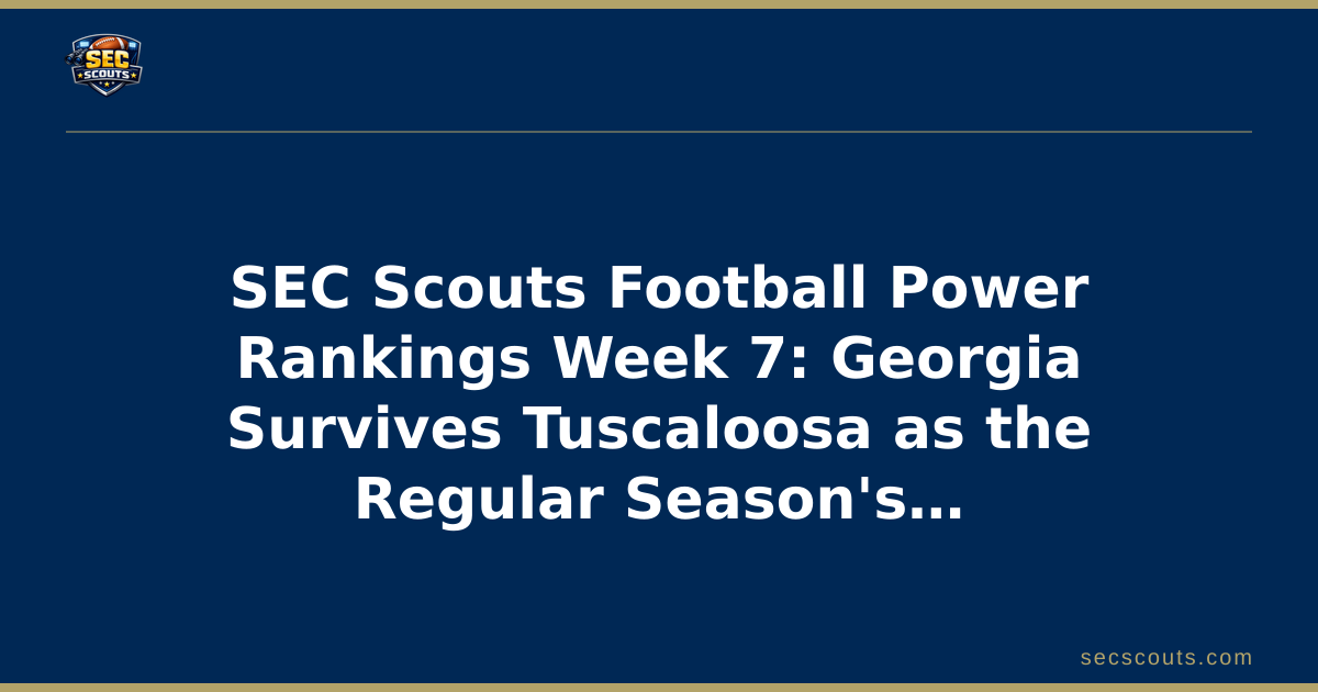 SEC Scouts Football Power Rankings Week 7: Georgia Survives Tuscaloosa as the Regular Season's Pecking Order Takes Shape
