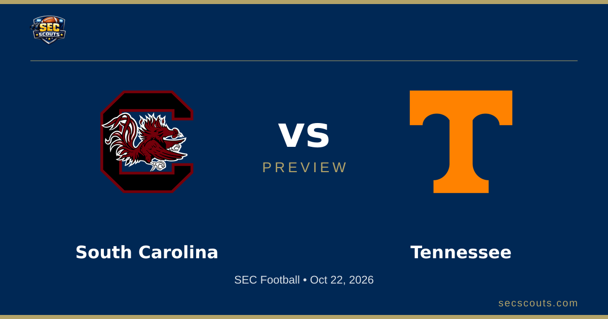 SEC Football Preview: Tennessee Volunteers at South Carolina Gamecocks
