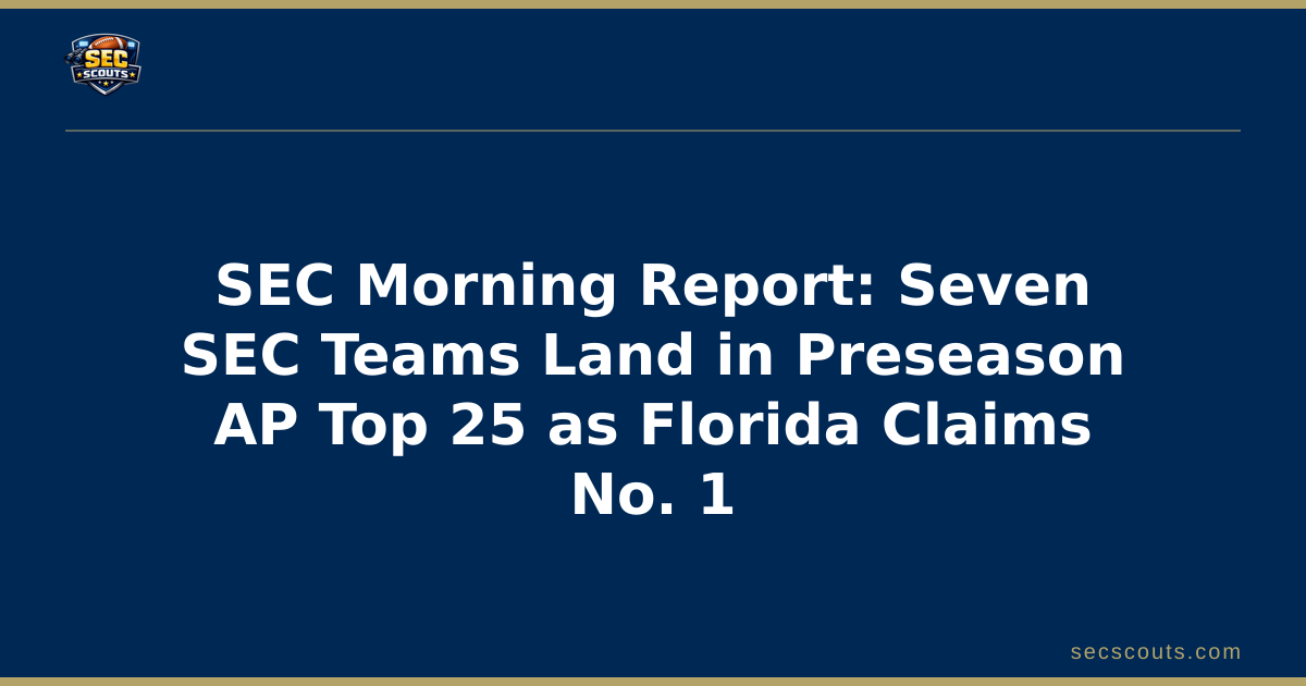 SEC Morning Report: Seven SEC Teams Land in Preseason AP Top 25 as Florida Claims No. 1