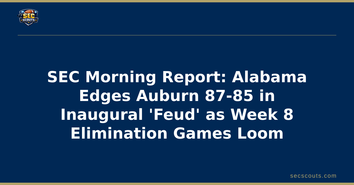 SEC Morning Report: Alabama Edges Auburn 87-85 in Inaugural 'Feud' as Week 8 Elimination Games Loom