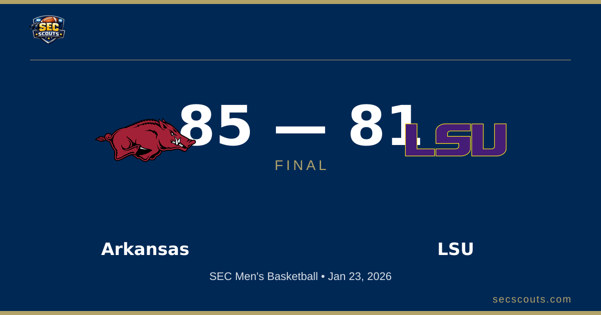 SEC Men's Basketball: Arkansas Razorbacks Defeats LSU Tigers 85-81