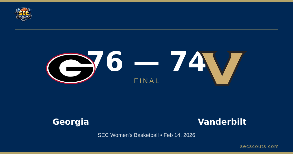 SEC Women's Basketball: Georgia Lady Bulldogs Defeats Vanderbilt Commodores 76-74