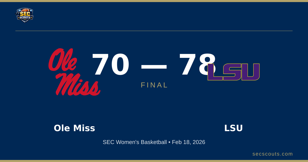 SEC Women's Basketball: LSU Tigers Defeats Ole Miss Rebels 78-70