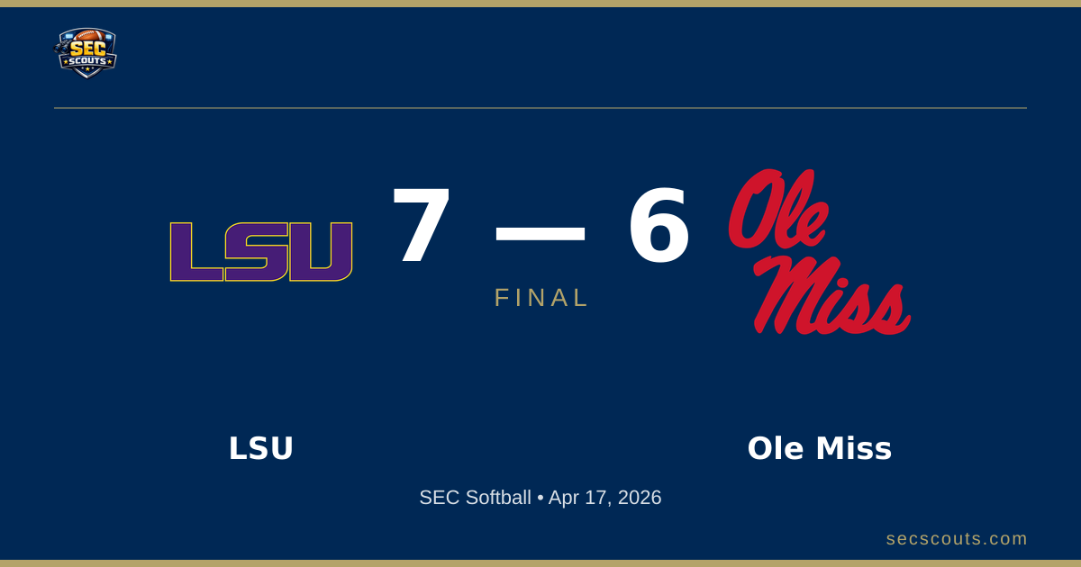 SEC Softball: LSU Tigers Defeats Ole Miss Rebels 7-6