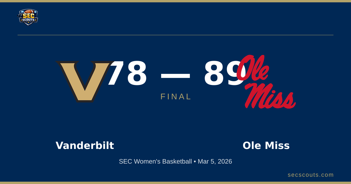 SEC Women's Basketball: Ole Miss Rebels Defeats Vanderbilt Commodores 89-78