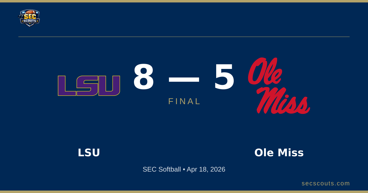SEC Softball: LSU Tigers Defeats Ole Miss Rebels 8-5