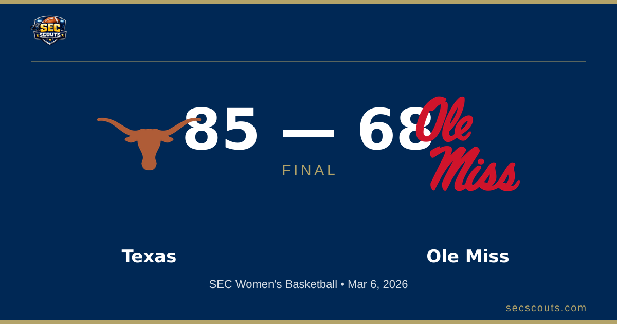SEC Women's Basketball: Texas Longhorns Dominates Ole Miss Rebels 85-68